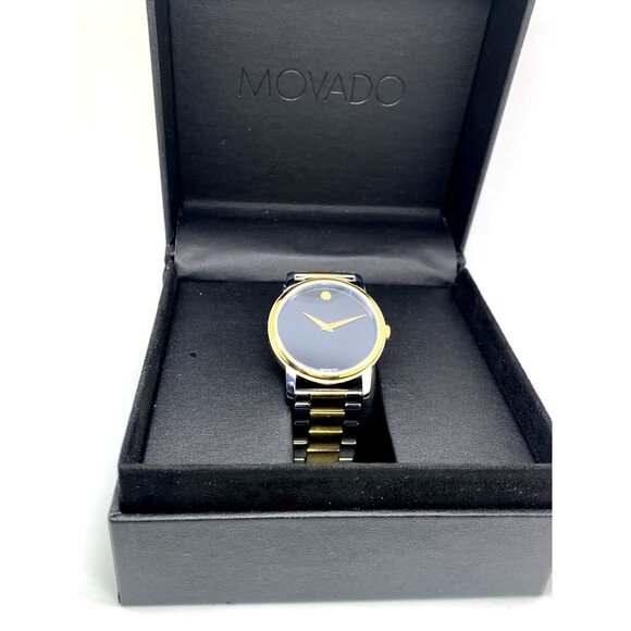 Movado Men's Watch 2100016 Museum Black Dial Swiss Quartz Two Tone Steel 39mm - Picture 3 of 14